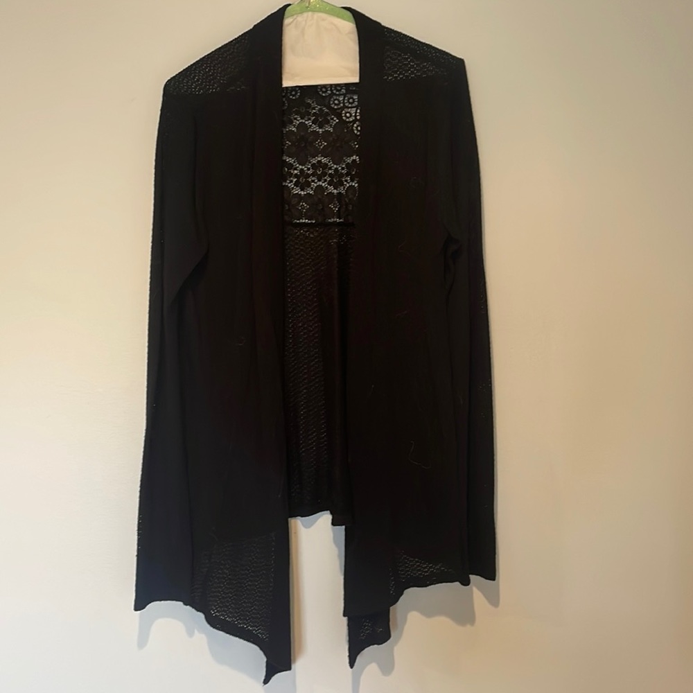 Black crochet back cardigan